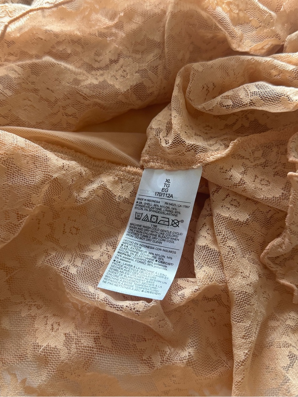 Old Navy Peach Lace Tie-Front Cropped Cami Tank Bow Ruffle Lace XL NEW - Picture 6 of 8